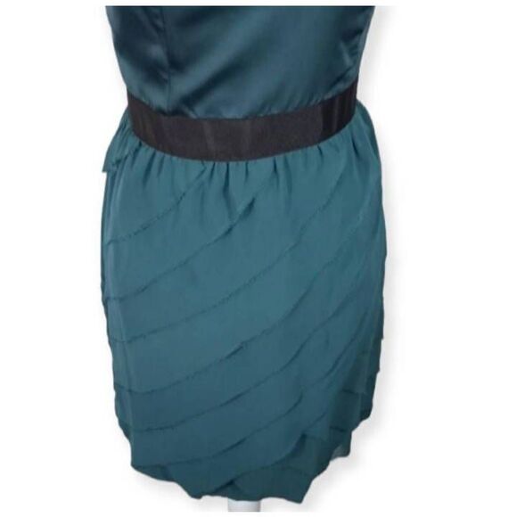 LC LAUREN CONRAD GREEN & BLACK ONE SHOULDER DRESS SZ.12 EUC. - Picture 3 of 8